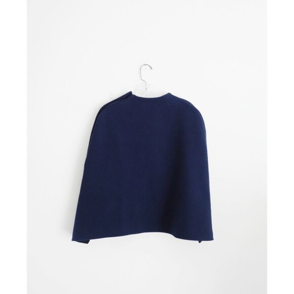 Marni Muted Dark Blue Double Wool Short Cape Poncho size IT 42 US 6 - Picture 6 of 12